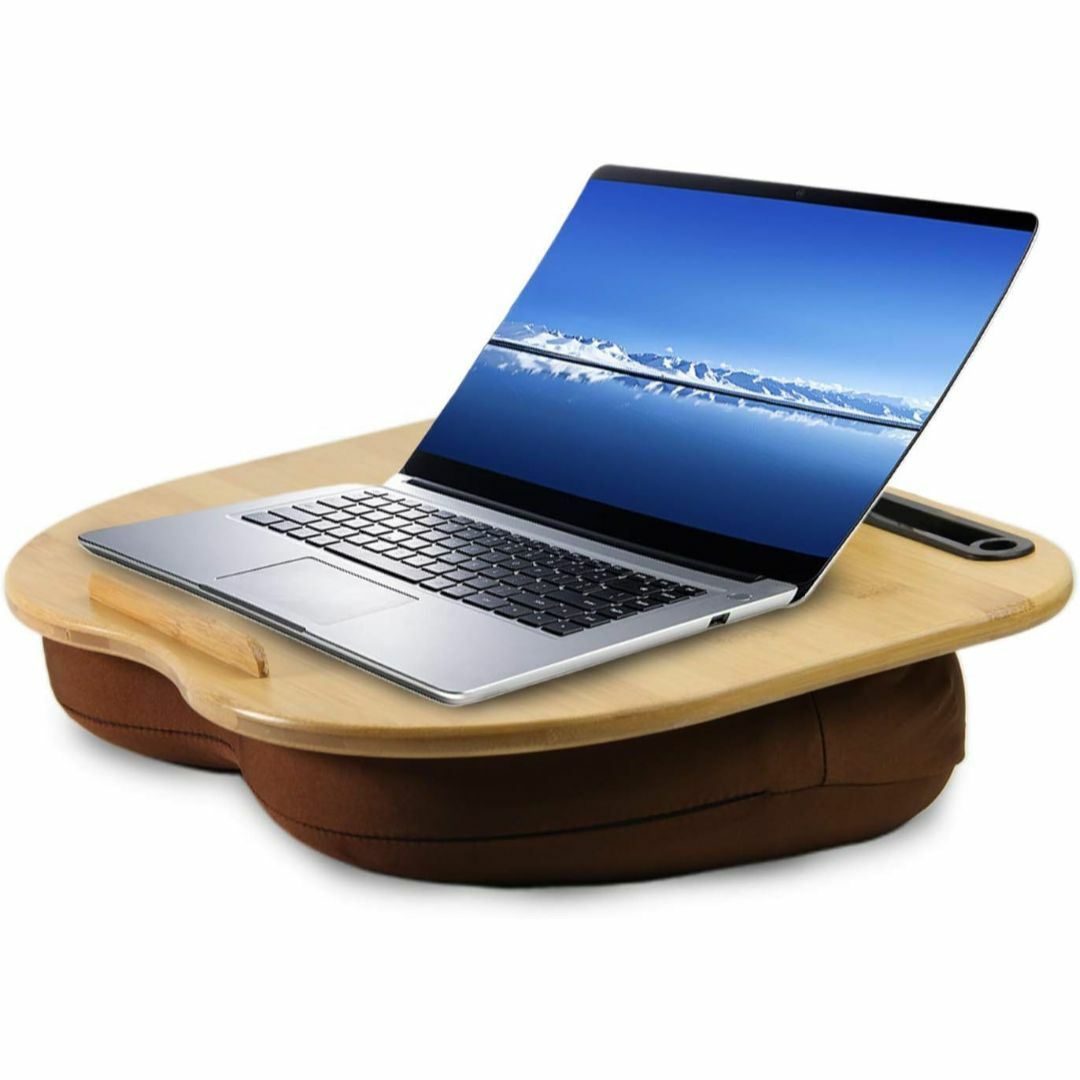 【色: 茶色】VLOXO膝上テーブル ノートパソコン用ラップデスク テーブルクッ