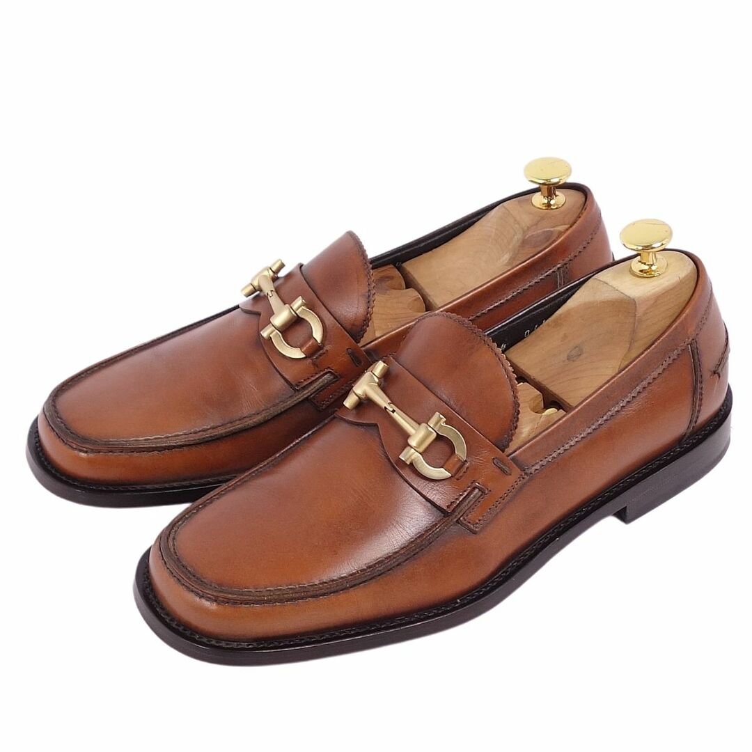 サルヴァトーレ フェラガモ Salvatore Ferragamo ローファー モカシン ホースビット カーフレザー シューズ メンズ 7.5EE(25.5cm相当) ネイビー