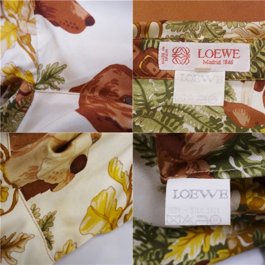 Vintage ロエベ LOEWE シャツ ブラウス ロングスリーブ 総柄 シルク100％ トップス レディース 38(M相当) マルチカラー