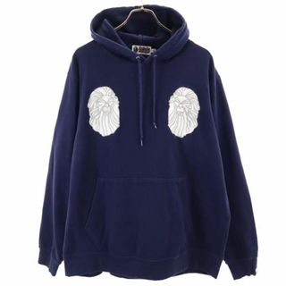 アベイシングエイプ(A BATHING APE)のアベイシングエイプ ビッグサイズ スウェットパーカー 2XL ネイビー A BATHING APE トレーナー メンズ 【中古】  【230829】(パーカー)