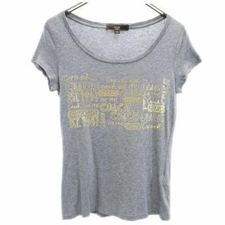 コーチ(COACH)のコーチ プリント 半袖 Tシャツ XS グレー系 COACH ロゴ レディース 【中古】  【230829】 メール便可(Tシャツ(半袖/袖なし))