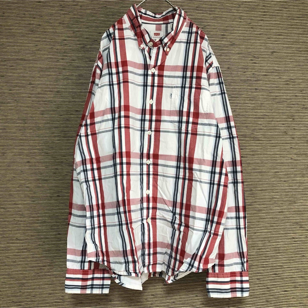 Levi's(リーバイス)の【リーバイス】長袖シャツ　ワークシャツ　白タブ　白　赤　XL　ゆるだぼ25 メンズのトップス(シャツ)の商品写真