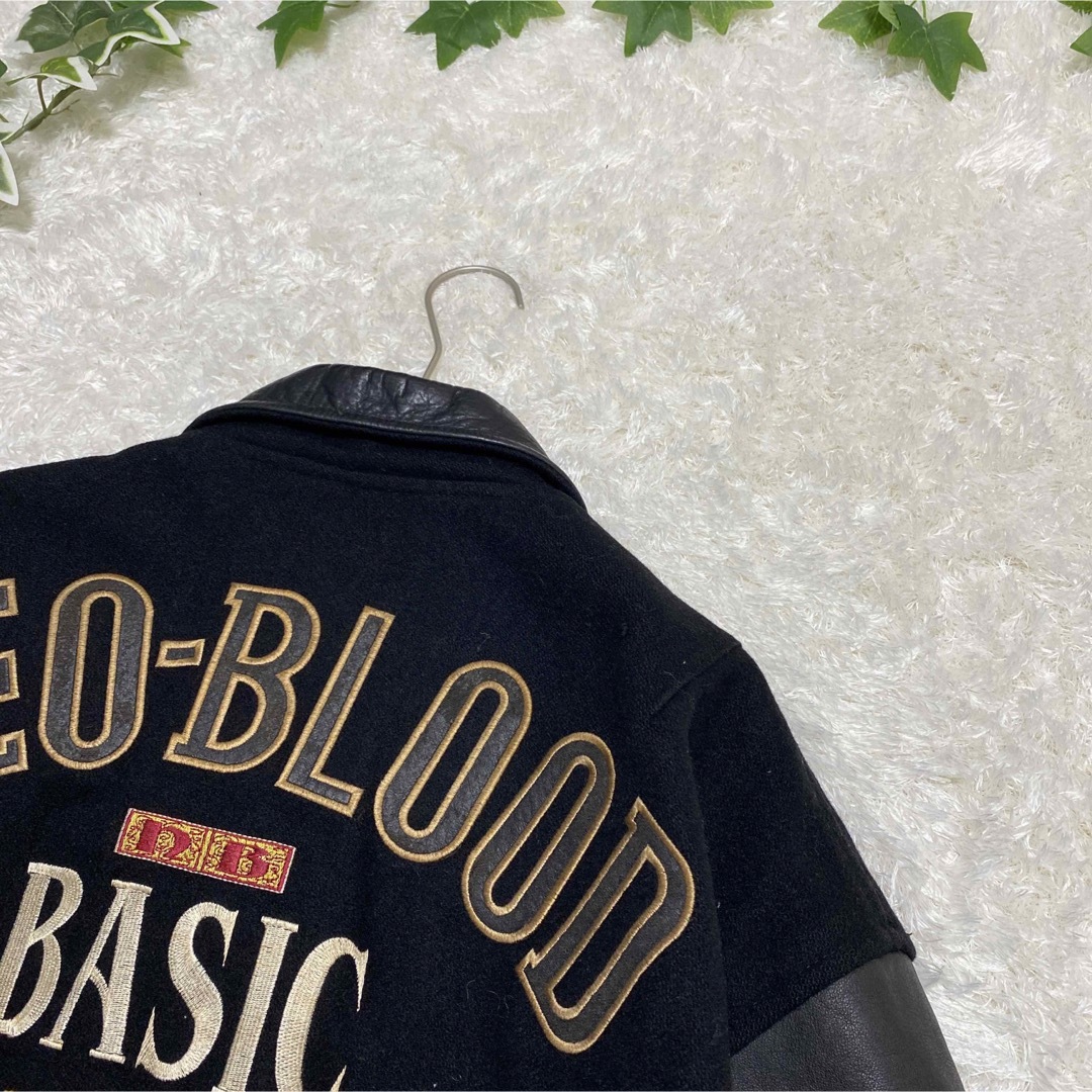 激レア NEO BLOOD 刺繍 デカロゴ 本革 ブルゾン スタジャン L 激レア NEO BLOOD 刺繍 デカロゴ 本革 ブルゾン スタジャン L