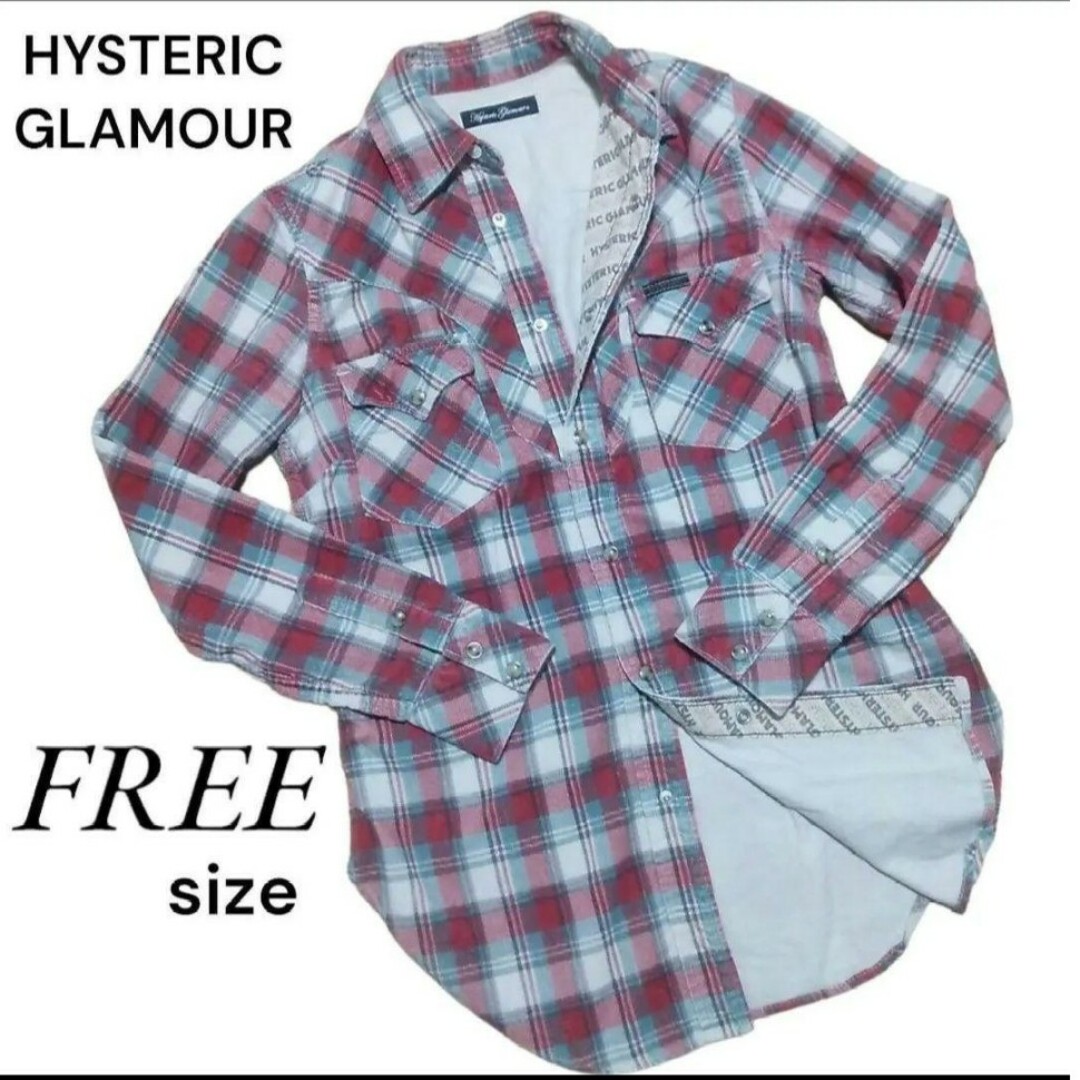 HYSTERIC GLAMOUR 長袖 シャツ ボタン裏総柄 レッド フリー | フリマアプリ ラクマ