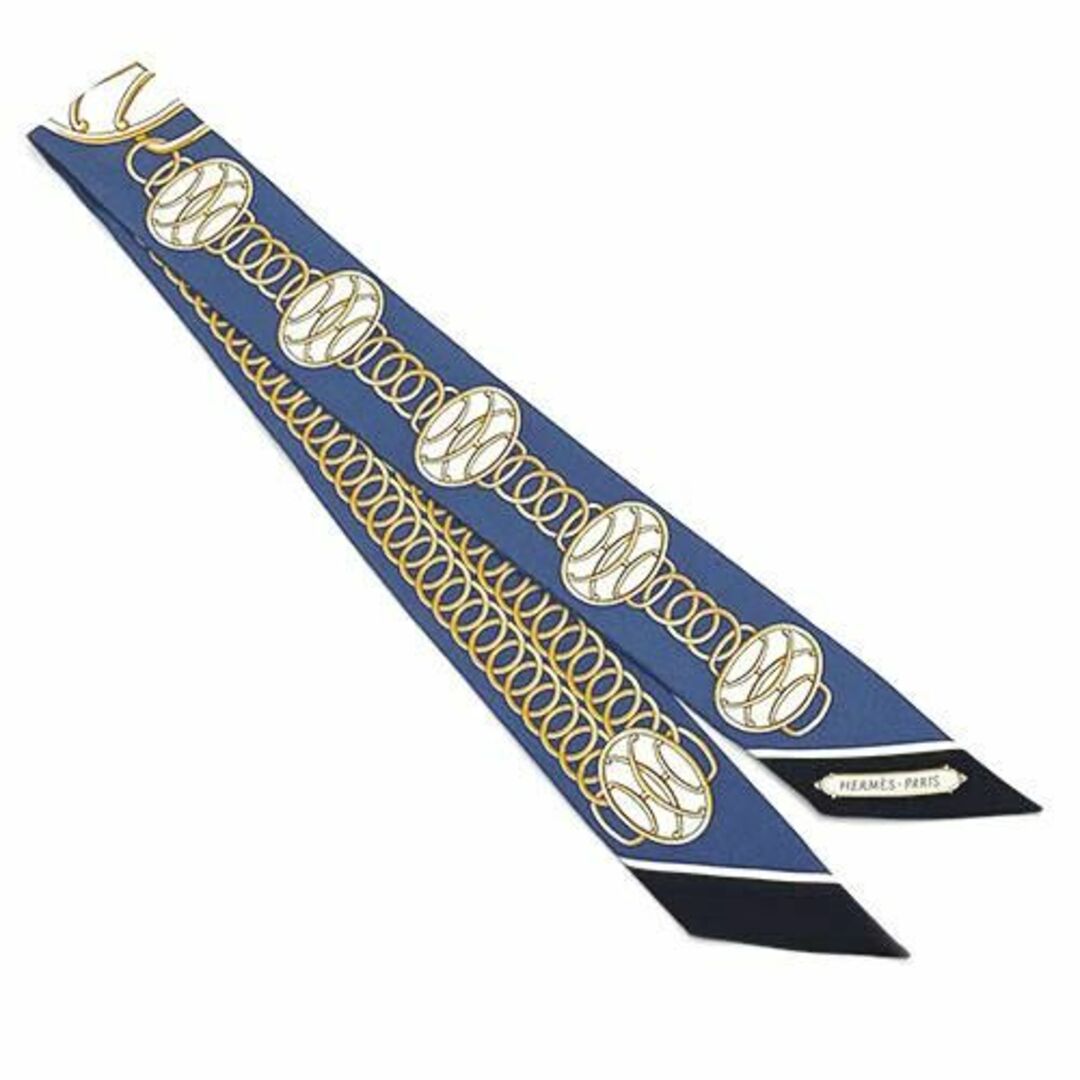 極美品 エルメス スカーフ シルク ツイリー ブルー 02930 極美品 エルメス スカーフ シルク ツイリー ブルー 02930