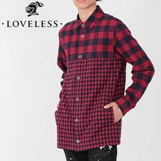 ラブレス(LOVELESS)の新品 ラブレス ブロッキングチェック柄 ネルシャツ ジャケット Sサイズ 紺赤系(シャツ)