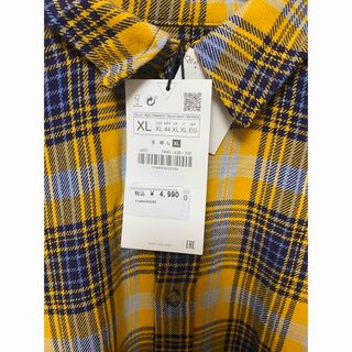 800142● ZARA 長袖 チェック シャツ XL 厚手 ポリエステル