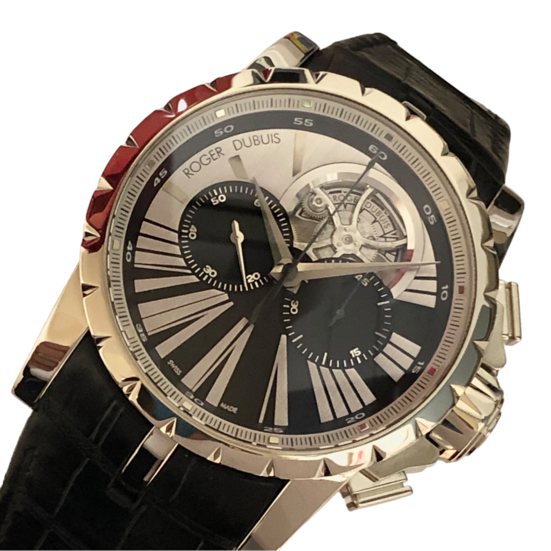 　ロジェ・デュブイ ROGER DUBUIS エクスカリバー オープンダイヤル クロノグラフ EX45-781-20-00 0ER00 B ブラック シルバー K18WG メンズ 腕時計