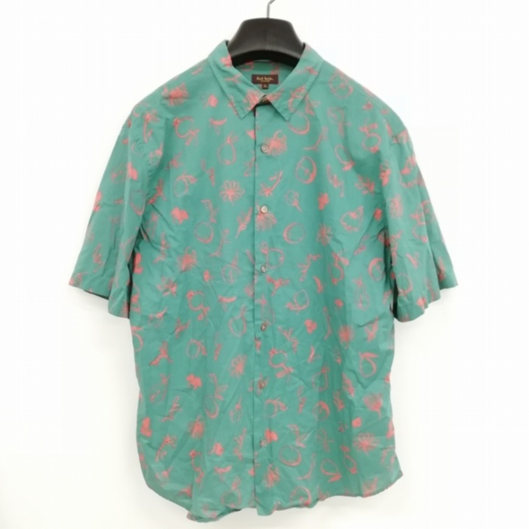 ポールスミスコレクション 美品 手書きプリント シャツ 半袖 XL グリーン