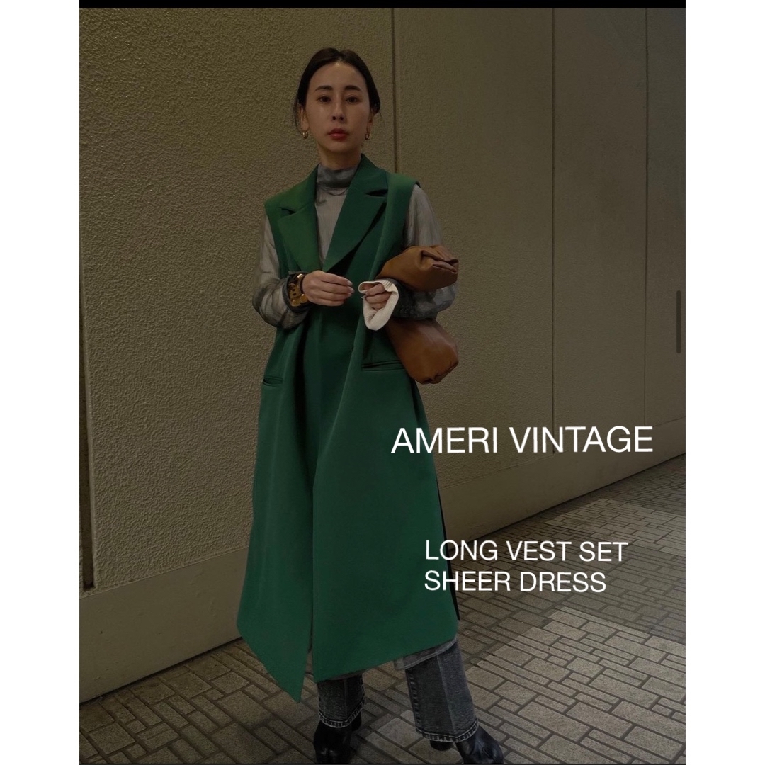 AMERI VINTAGE LONG VEST SET SHEER DRESS | フリマアプリ ラクマ