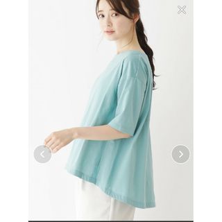 オペークドットクリップ(OPAQUE.CLIP)のオペークドットクリップ　前後差Tシャツ　ミントグリーン(Tシャツ(半袖/袖なし))