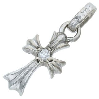 クロムハーツ(Chrome Hearts)のクロムハーツ  18KWG CRS BBYFAT DMND/ベイビーファット 両面1ダイヤ/1チャーム/ホワイトゴールドネックレストップ メンズ(ネックレス)