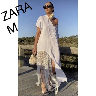 ザラ(ZARA)のフリンジリネンワンピース(ロングワンピース/マキシワンピース)