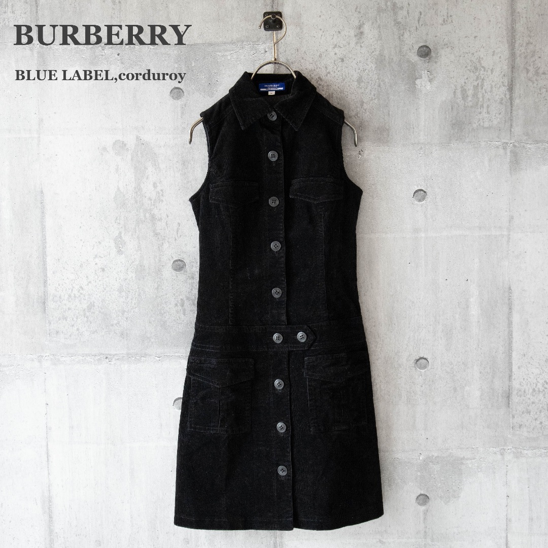 【BURBERRY BLUE LABEL】ノースリーブワンピース　コーデュロイ | フリマアプリ ラクマ