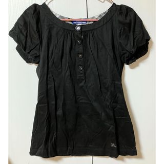 バーバリーブルーレーベル(BURBERRY BLUE LABEL)の美品　Burberry バーバリーブルーレーベル　黒パフスリーブトップス(Tシャツ(半袖/袖なし))