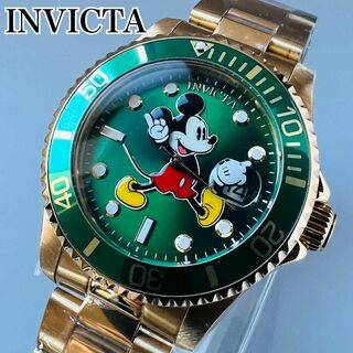 インビクタ(INVICTA)の限定品 インビクタ 腕時計 新品ディズニー ミッキー メンズ グリーン ゴールド(腕時計(アナログ))