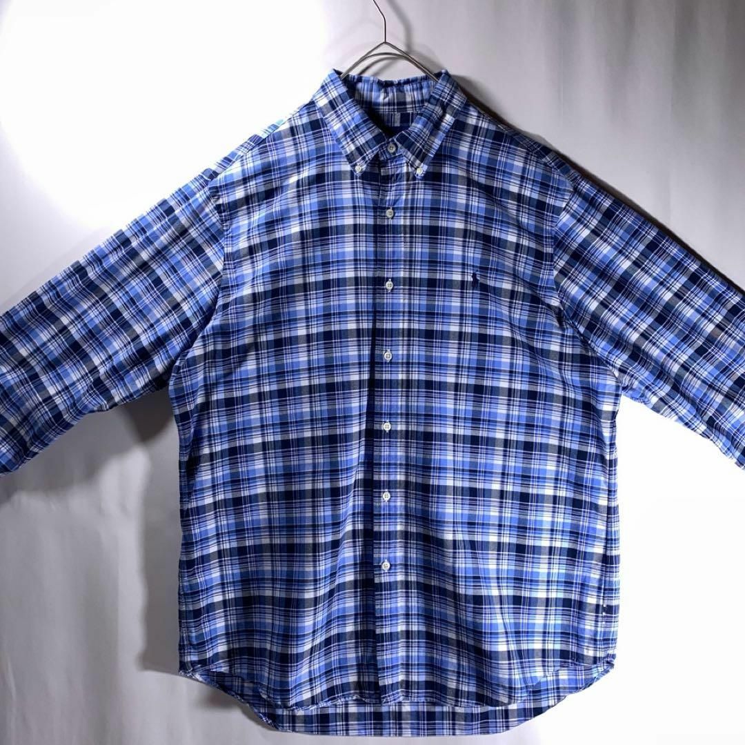 ラルフローレン ビッグ BDシャツ 青 チェック XL クラシックフィット