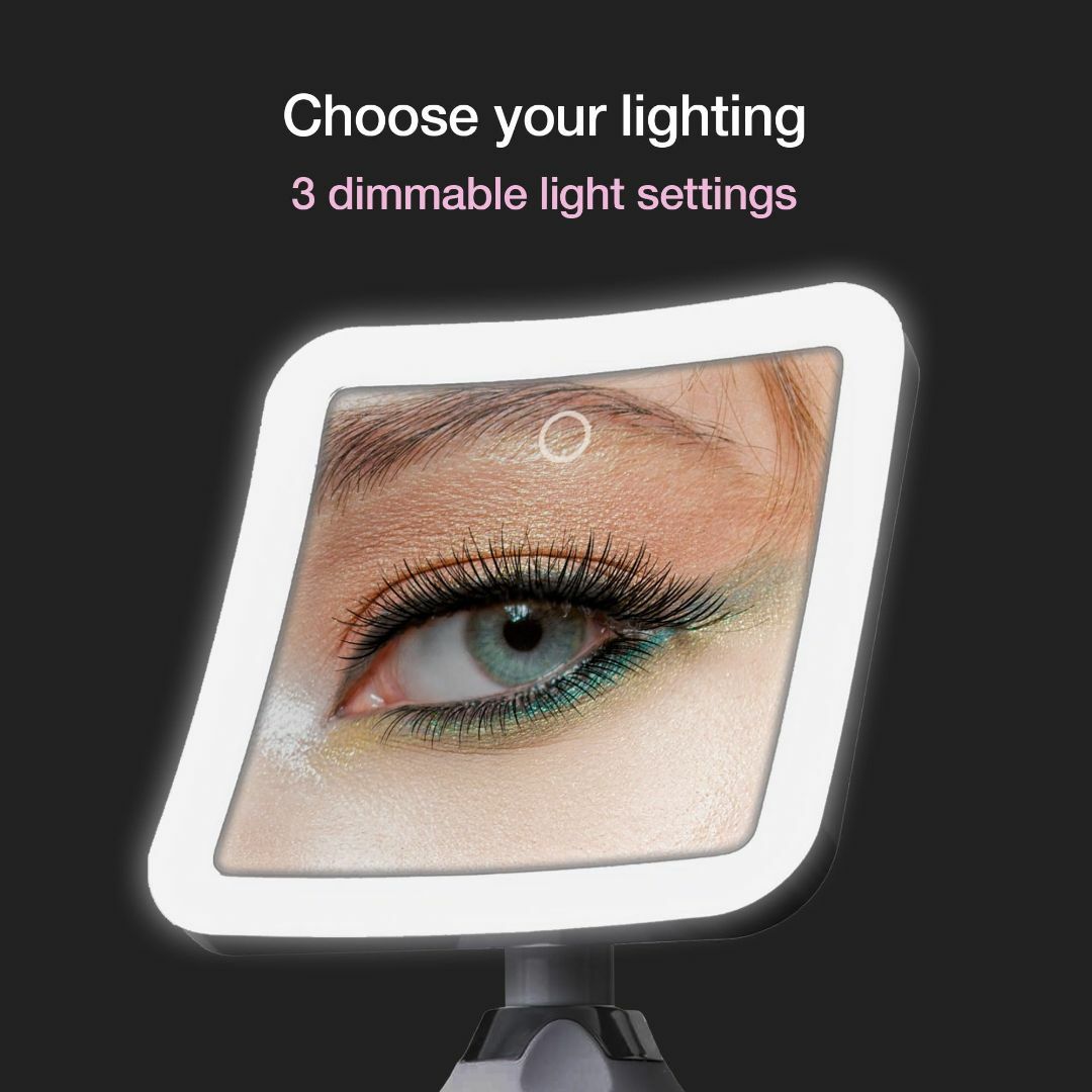 Fancii 10倍拡大鏡 LED化粧鏡 3色調光 吸盤ロック付き USB対応 7