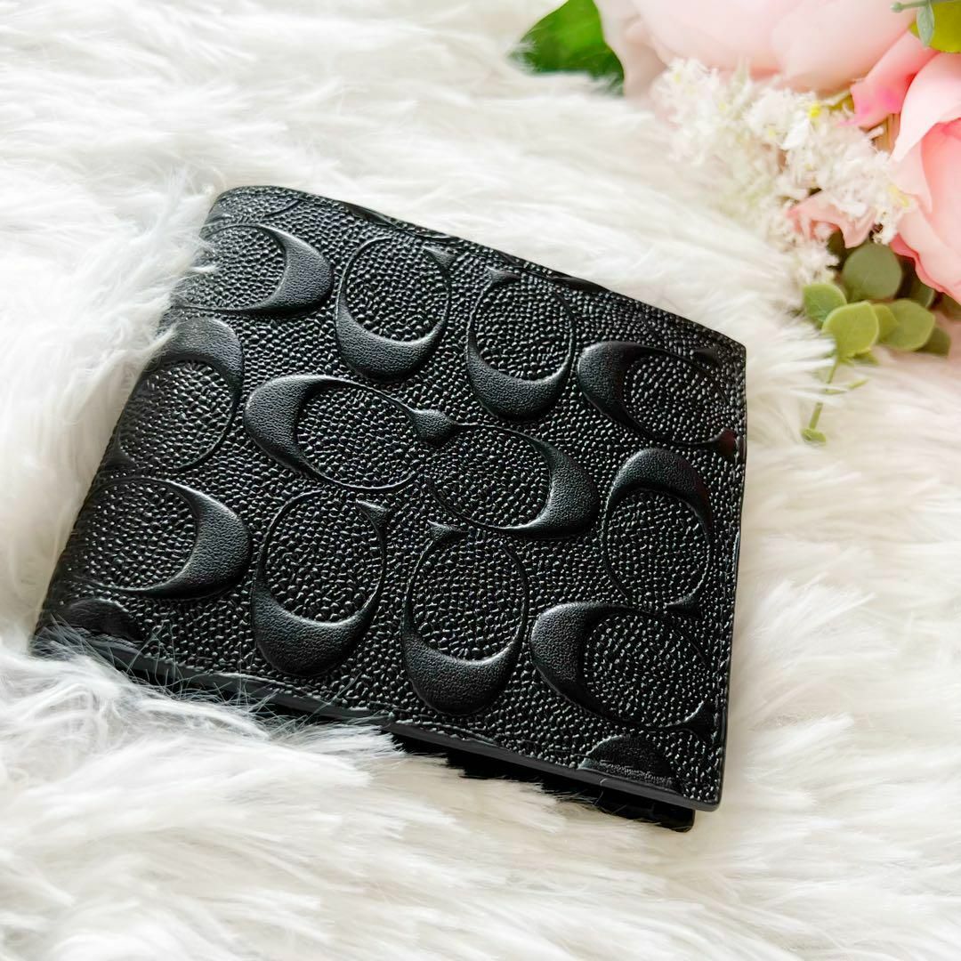 専用新品未使用✨COACH ブラック 黒 二つ折り メンズ レディース