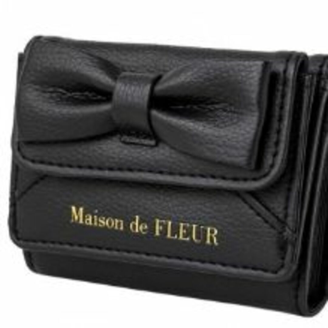 Maison de FLEUR(メゾンドフルール)のMaison de FLEUR RIBBON カードケース ブラック レディースのファッション小物(財布)の商品写真