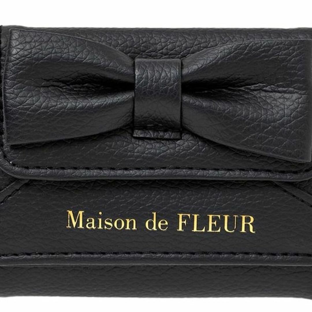 Maison de FLEUR(メゾンドフルール)のMaison de FLEUR RIBBON カードケース ブラック レディースのファッション小物(財布)の商品写真