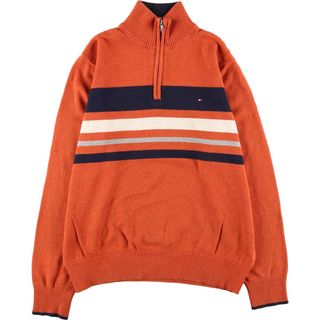 トミーヒルフィガー(TOMMY HILFIGER)の古着 トミーヒルフィガー TOMMY HILFIGER コットンニットハーフジップセーター メンズL /eaa367094(ニット/セーター)