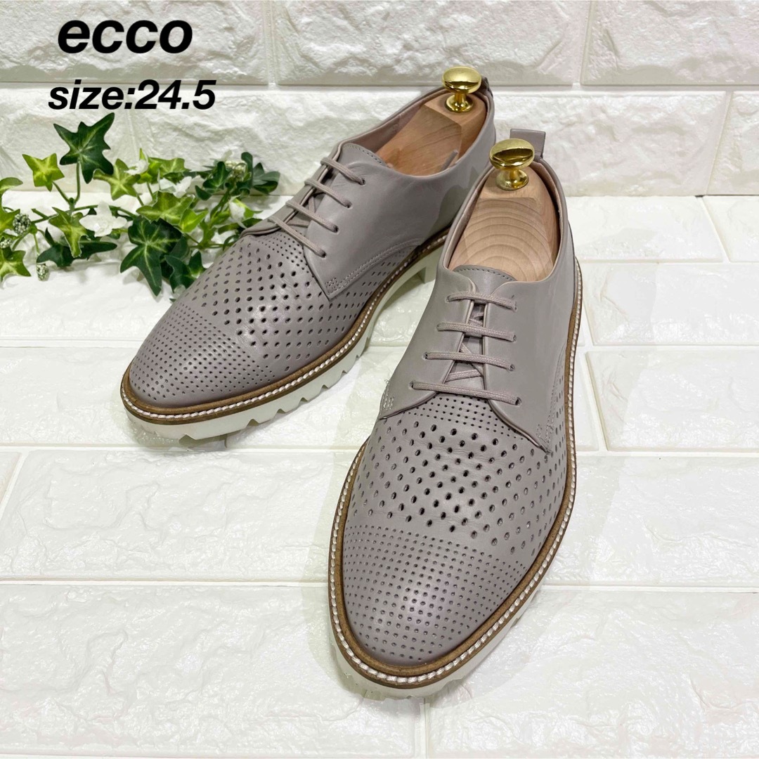 【美品】ecco エコー パンチングレザーシューズ ドレスアップシューズ39 | フリマアプリ ラクマ