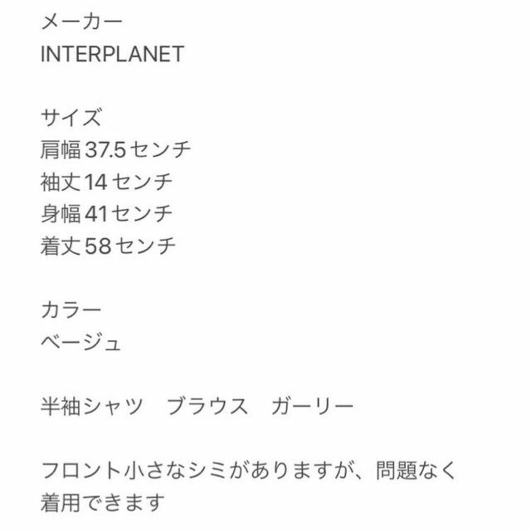 INTERPLANET(インタープラネット)のINTERPLANET インタープラネット M 半袖シャツ ガーリー ブラウス レディースのトップス(シャツ/ブラウス(半袖/袖なし))の商品写真