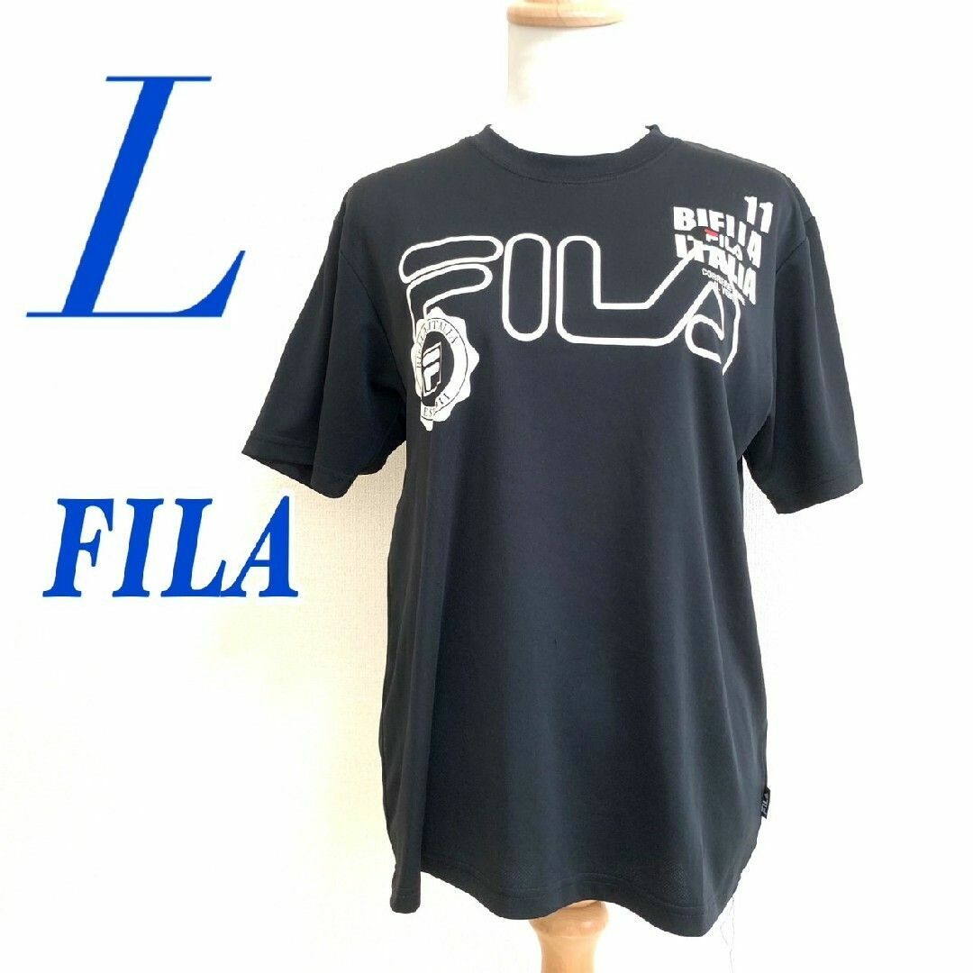 FILA - FILA フィラ メンズ 半袖Tシャツ ロゴ スポーツウェア ブラック