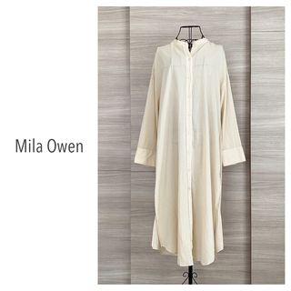 ミラオーウェン(Mila Owen)のMila Owen ミラオーウェン　ノーカラー透けガウンシャツ(シャツ/ブラウス(長袖/七分))