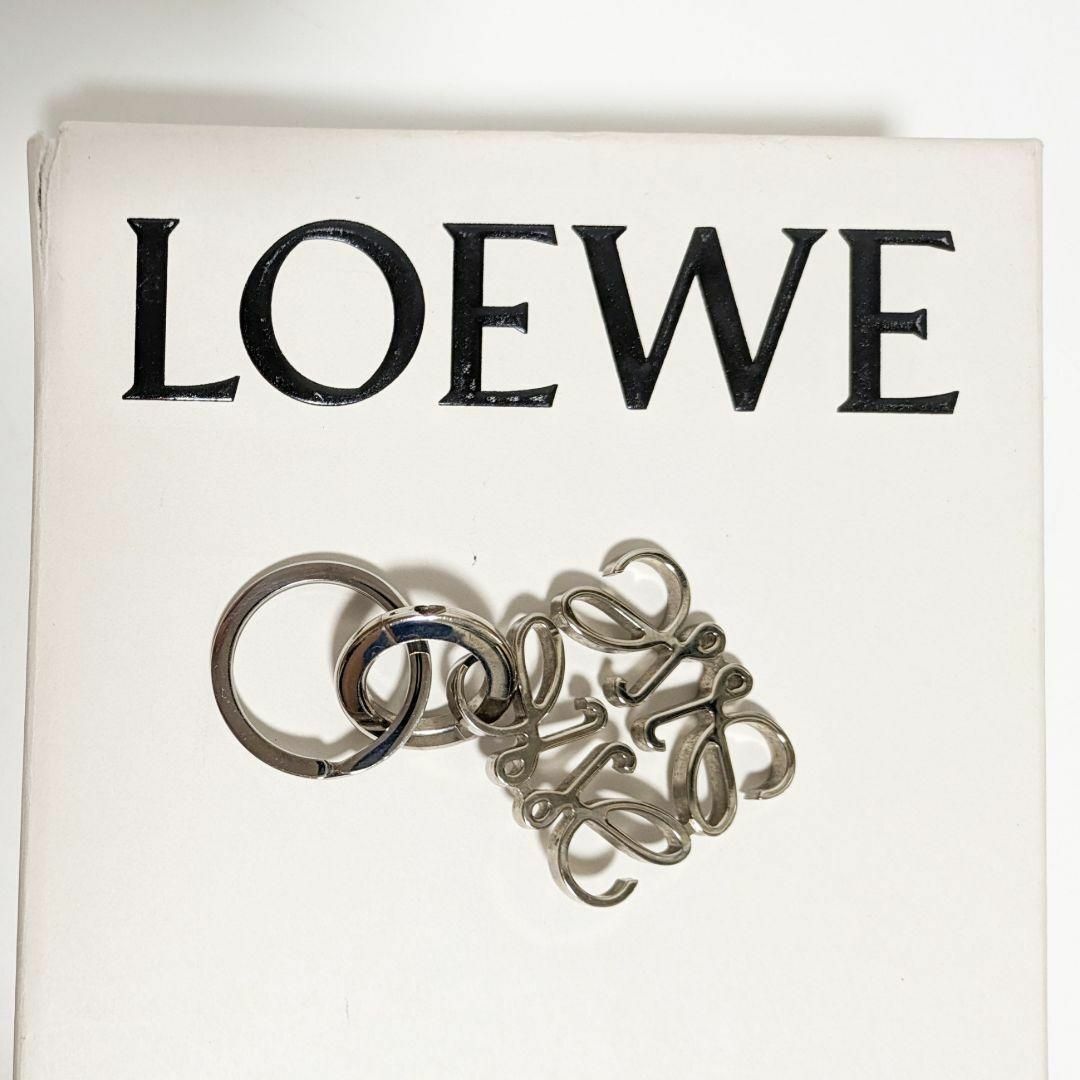 美品】LOEWEロエベ アナグラム ロゴキーリング キーホルダー シルバー-