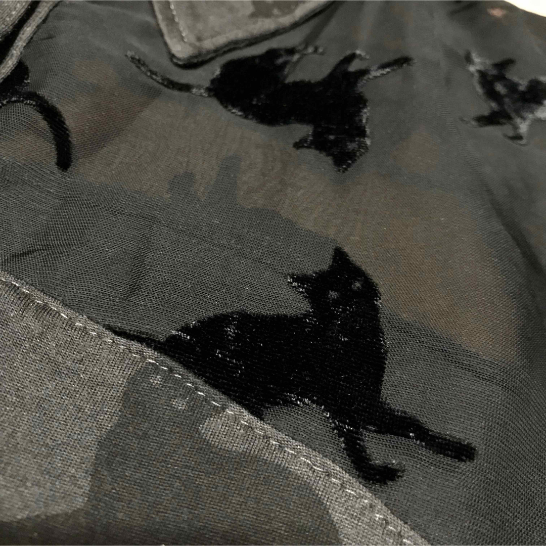 ヒステリックグラマー【美品】CAT 総柄 異素材MIX 変形 ブラウス トップス