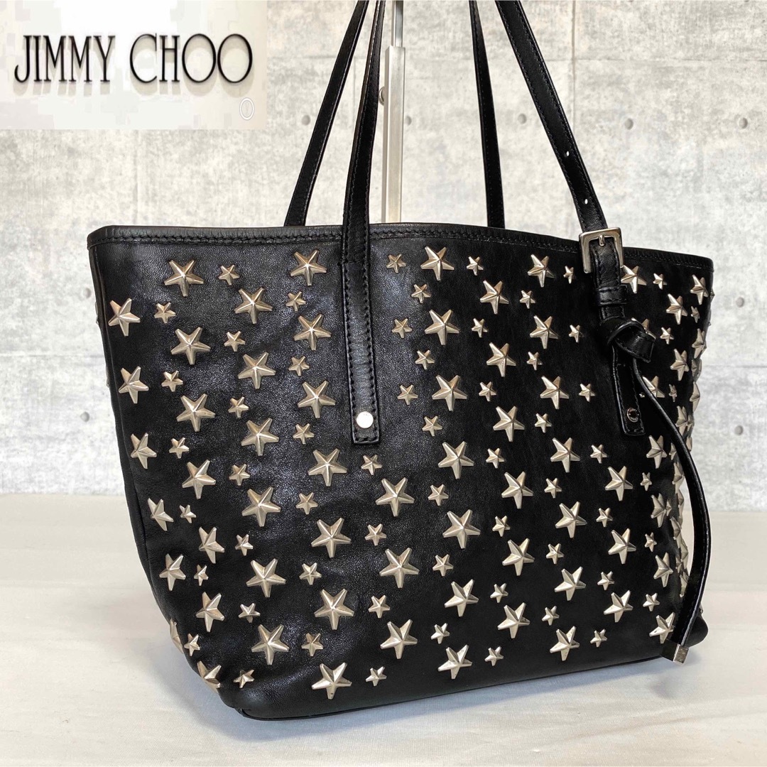 JIMMY CHOO - 【極美品】JIMMY CHOO SASHA/S BLACK スタッズトート