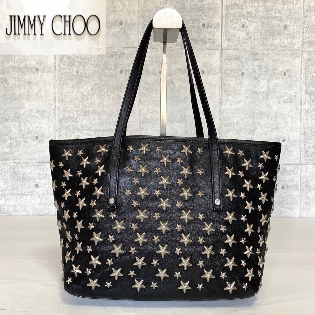 JIMMY CHOO - 【極美品】JIMMY CHOO SASHA/S BLACK スタッズトート