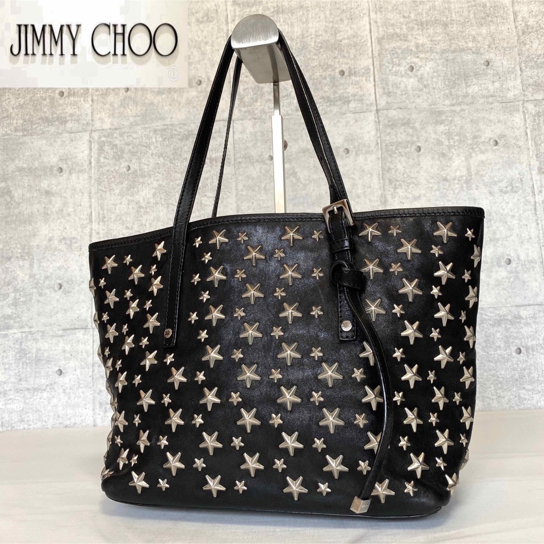 JIMMY CHOO - 【極美品】JIMMY CHOO SASHA/S BLACK スタッズトート