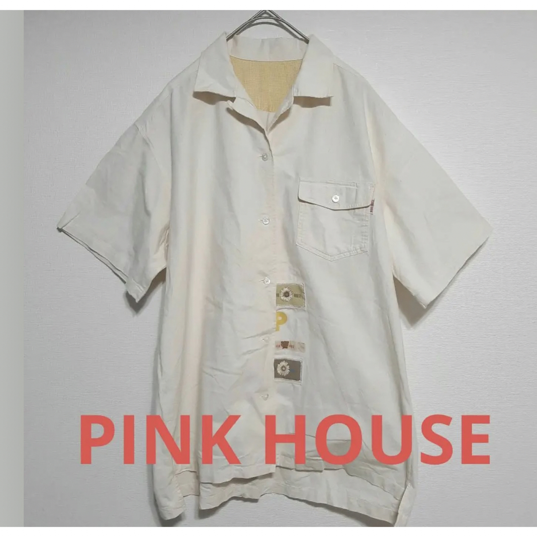 PINK HOUSE(ピンクハウス)のピンクハウス ビッグシルエット 半袖シャツ 生成り ホワイト レディースのトップス(Tシャツ(半袖/袖なし))の商品写真