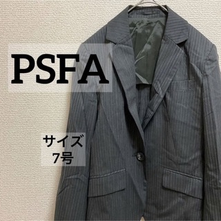 レディース スーツ テイラードジャケット　PSFA  7号　グレー　ストライプ(テーラードジャケット)