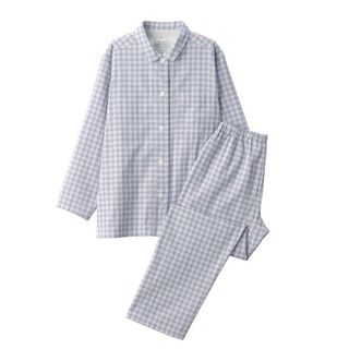 ムジルシリョウヒン(MUJI (無印良品))の（新品） 無印良品 脇に縫い目のない 二重ガーゼパジャマ／ラベンダーチェック／Ｍ(パジャマ)