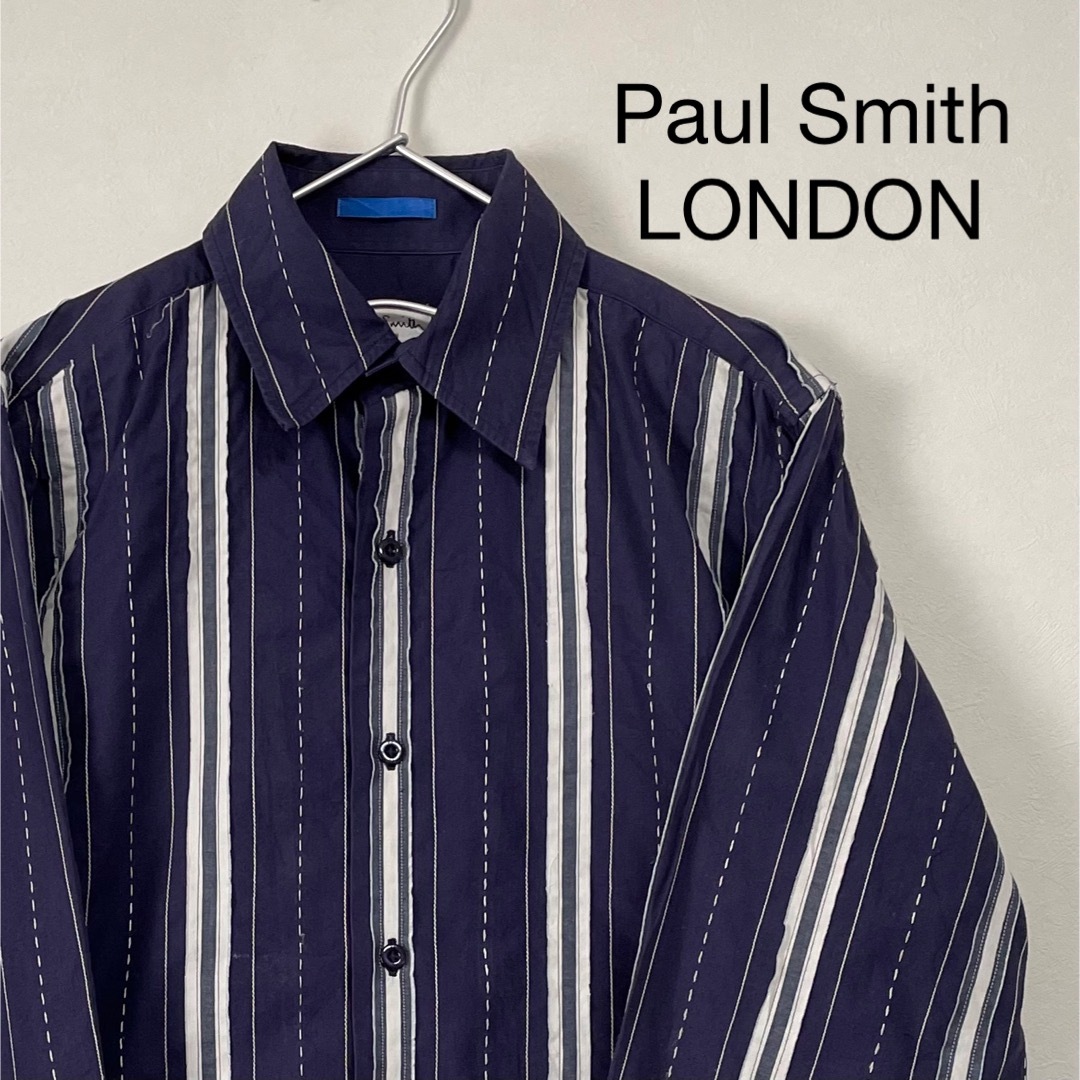 古着 90s Paul Smith LONDON 長袖シャツ ネイビー | フリマアプリ ラクマ