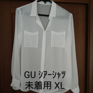 ジーユー(GU)のGU シアーシャツ長袖 ホワイト XL(シャツ/ブラウス(長袖/七分))