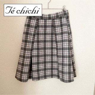 テチチ(Techichi)のTe chichi  シャギーチェックスカート　フレアスカート　秋冬　M(ひざ丈スカート)