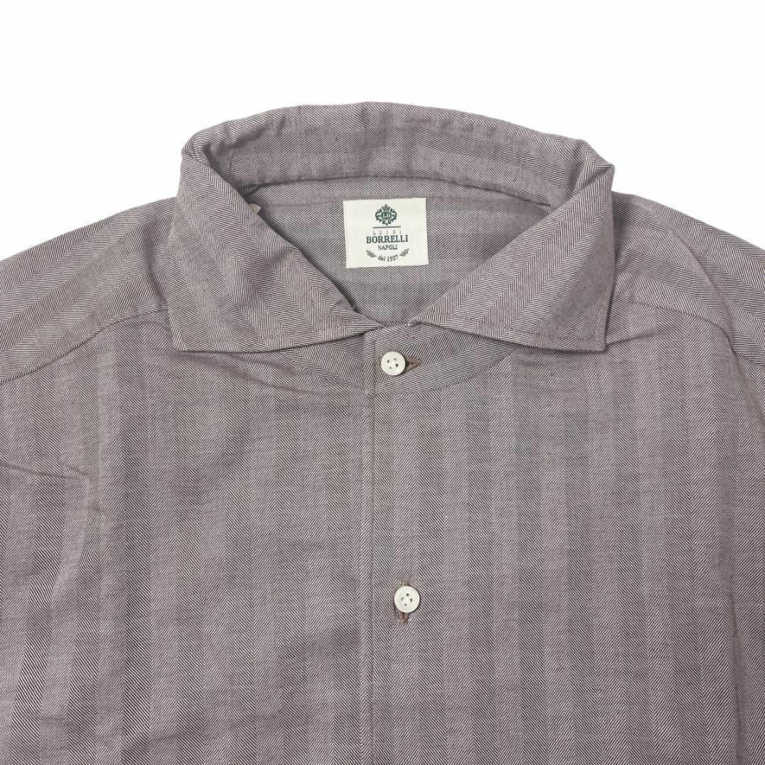 LUIGI BORRELLI - 【新品】ルイジボレッリ ヘリンボーン シャツ 41 XL