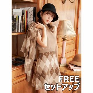 Darich - ダーリッチ アーガイルチェックニットアンサンブル Darich - ダーリッチ アーガイルチェックニットアンサンブル