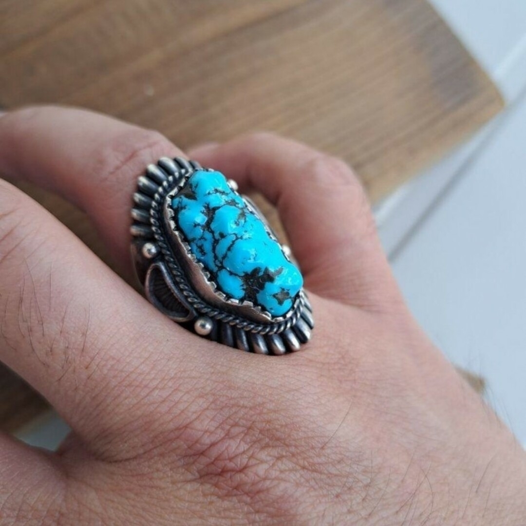 INDIAN JEWELRY(インディアンジュエリー)のハリービゲイ harry h begay インゴット シルバー リング ナバホ族 メンズのアクセサリー(リング(指輪))の商品写真