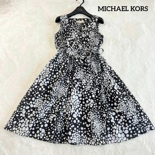 マイケルコース(Michael Kors)のMICHAEL KORS ノースリーブ カシュクール 膝丈 ワンピース ドット(ひざ丈ワンピース)