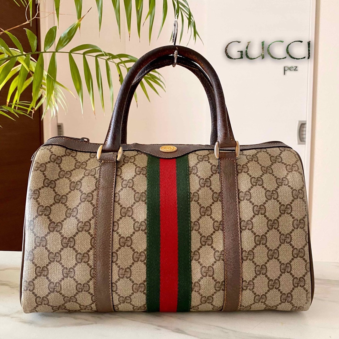 Gucci 正規品 GUCCI グッチ シェリーライン レザーボストンバッグの通販 by pez's shop｜グッチならラクマ