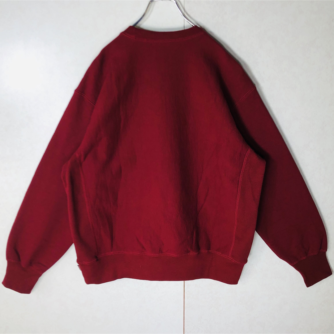【人気デザイン】シュプリーム ビックロゴ パイル刺繍ロゴ スウェット えんじ色