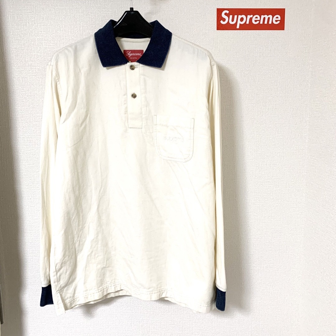 Supreme 15AW Denim L/S Polo デニム ポロシャツ S