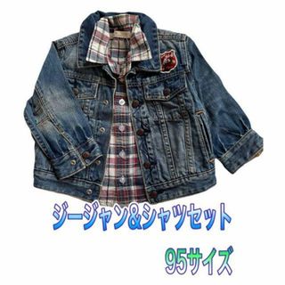 ギャップキッズ(GAP Kids)のキッズ　Gジャン & ネルシャツ　セット　95サイズ　GAP デニムジャケット(ジャケット/上着)