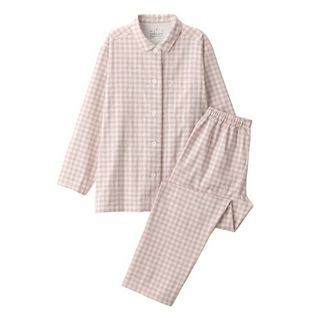 ムジルシリョウヒン(MUJI (無印良品))の【新品】 無印良品 脇に縫い目のない 二重ガーゼパジャマ／ピンクチェック／Ｍ(パジャマ)